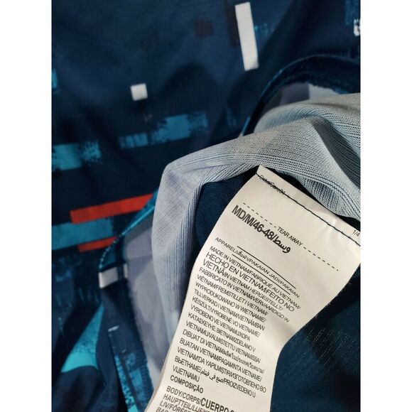 Under Armour Shirt Size M Womens Blue Print Short Sleeve Crew Open Back Athletic - Picture 5 of 5